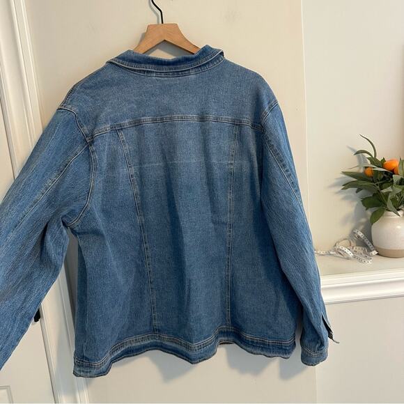 DG2 Diane Gilman Blue Denim Star Jean Jacket 2X - Picture 2 of 12